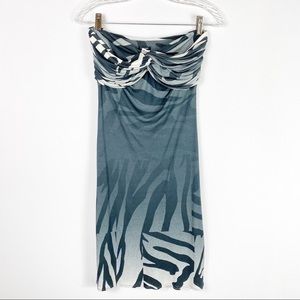 TUFI DUEK $396 Black strapless animal print sexy mini dress S NWT
